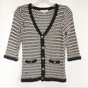 Cabi Coco cardigan #868 black off white buttons